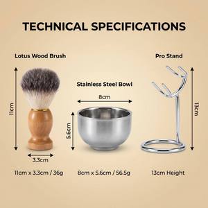 Professional <strong>Men</strong> Shaving Set Lotus Wood Nylon Brush Stainless Steel Bowl <strong>Shave</strong> Stand Grooming <strong>Kit</strong> for Barber Salon - Product Image 3