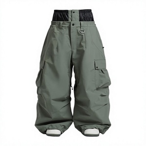 Pantalon de ski unisexe imperméable en matière synthétique isolante avec poches cargo et fermeture à boutons gris - Product Image 1