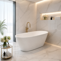 Baignoire autoportante ovale grande et blanche en acrylique, style naturel moderne, pour intérieur, spa et resort, durable, design sans joint