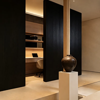 Système de porte invisible en panneau mural plat en fer écologique Wabi Sabi pour villa de luxe, fond de télévision, personnalisation complète de la maison