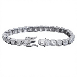 Full Ice 5mm Moissanite Candy Link S925 <b>Silver</b> Rhodium Plated D Color VVS GRA Certified Luxury <b>Charm</b> Hip Hop Jewelry <b>Bracelet</b> - Product Image 2