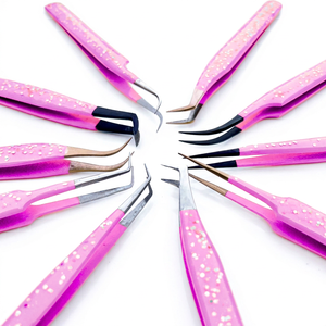 Juego de Pinzas para Pestañas con Recubrimiento Brillante Profesional, Pinzas con Punta de Fibra, Juego de Caja para Extensión de Pestañas con Logotipo Personalizado - Product Image 1