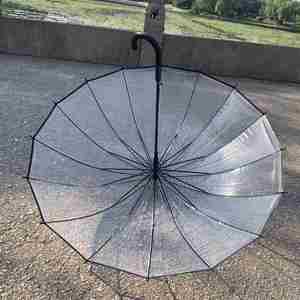 Parapluie transparent robuste semi-automatique avec logo personnalisé, vente en gros, manche long droit - Product Image 3