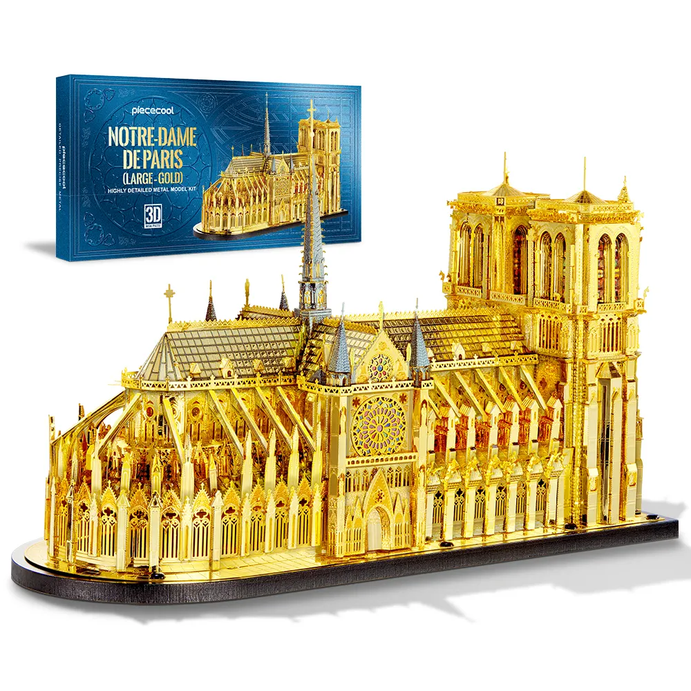 Piececool Metal Model DIY Hot Sale 3D Creative Puzzle Gift 3D puzzle Notre Dame Church Gold 3D Metal Puzzle For Adults