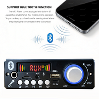 Amplificador de 120W con Decodificador MP3 de 4 Canales 30Wx4 para Auto, USB, TF, AUX, Micrófono, Tipo-C, DC12V, Pantalla Digital y Control Remoto