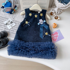Vestiti Invernali <span class=keywords><strong>per</strong></span> Bambine 2025, Nuovi Abiti in Maglia con Coniglietto Cartoon, Gonna Principessa in Rete Spessa - Product Image 1