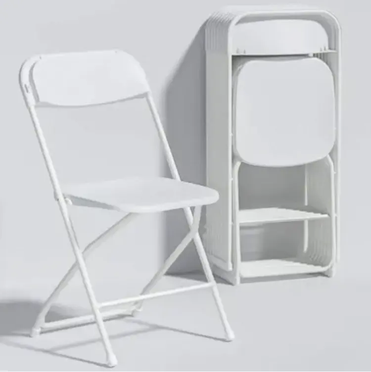 Ucuz beyaz plastik metal katlanır istifleme sandalyeler gemi hazır