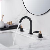 Robinet de lavabo de salle de bain monotrou en laiton noir moderne avec cartouche céramique, à montage sur comptoir, monocommande eau chaude et froide, pour l'approvisionnement transfrontalier