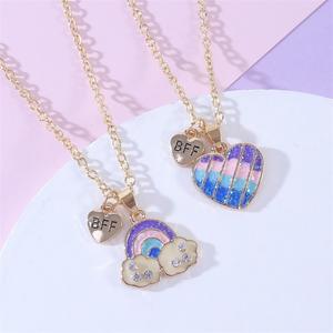 Collana con Ciondolo BFF 'Migliori Amici per Sempre' 2026, Design <span class=keywords><strong>a</strong></span> Cuore/Frutta, Placcata Oro, Regalo Trendy per l'Amicizia - Product Image 1