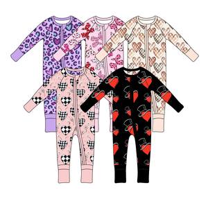 Yihui OEM/ODM op maat gemaakte fabriek, geen invoerrechten, bamboevezel gebreide baby rompers, casual print pyjama's, tweerichtingsrits, unisex voor de zomer - Product Image 1