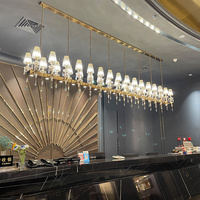 Lustre en cristal de luxe pour restaurant, design en bande longue, simple et créatif, luminaire suspendu pour comptoir de bar