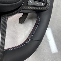   Volant CS en cuir pleine fleur avec bande centrale bleue, fibre de carbone, points de suture tricolores M1 M2, palettes de changement de vitesse, compatible G20 G30, amélioration