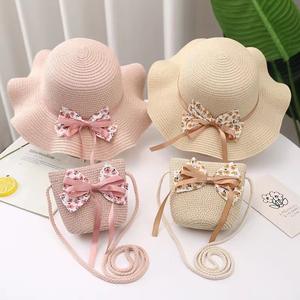 Bolso cruzado de flores de paja a la moda éxito de ventas al por mayor bolso de mano de princesa Tweet para niños con sombrero de paja para niñas - Product Image 1