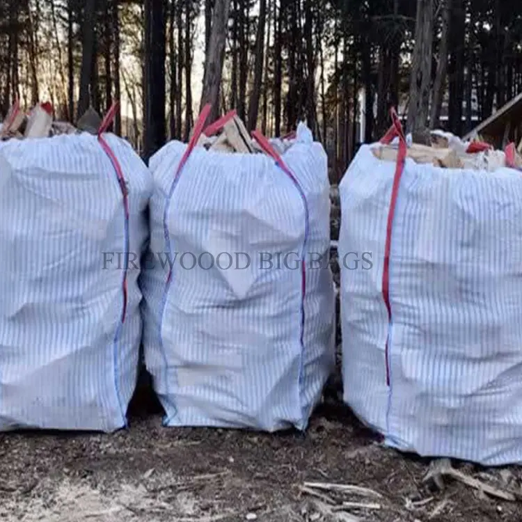 1.5 ton 1000kg yükleme çantası yakacak odun depolama için PP süper çuval soğan patates ambalaj için bacalı mesh toplu jumbo çanta boyut