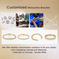 Vente en gros Bracelet Moissanite rond certifié GRA Bracelet Moissanite Bracelet tennis Moissanite en argent sterling S925