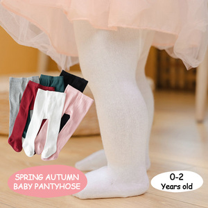 Collants en coton pour bébés filles, collants tricotés pour tout-petits, leggings unis à haute élasticité pour le printemps et l'automne - Product Image 1