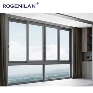 ROGENILAN Hot Black Marco de aluminio <span class=keywords><strong>Ventana</strong></span> corredera de tres vías Hueco Vidrio templado Aislamiento térmico Ventanas de puente rotas - Product Image 1