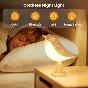 Creative Bird <b>LED</b> Night <b>Light</b> <b>USB</b> Rechargeable Touch Dimming Lamp with 3 Color Temperature - Product Image 5
