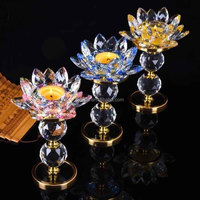 Bougeoirs en cristal avec écritures bouddhistes, 1 pièce, fleur, Lotus, plante de thé, cadeau de décoration, vente en gros