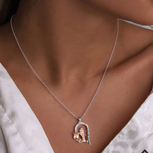 Pop coeur forme S925 argent Sterling 1/2 fille collier lune Rose famille pendentif réglable bijoux meilleur cadeau pour maman papa - Product Image 1