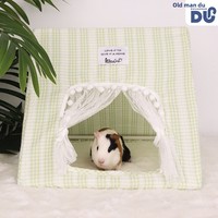 Nichoir d'été triangulaire sans fond à motif floral pour lapins et cochons d'Inde, abri en tissu pour lapins