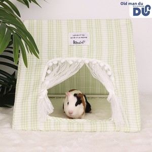 Caseta <span class=keywords><strong>de</strong></span> tela triangular sin base con estampado floral para conejos y cobayas, ideal para el verano - Product Image 3