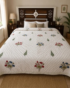 Elegant Hand Block Printed Jaipuri Razai King Size Cotton <b>Quilt</b> Reversible Boho Indian <b>Bedding</b> Handmade Home Decor - Product Image 4