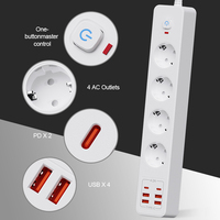 Multiprise personnalisable avec protection contre les surtensions, prise européenne, rallonge avec ports USB