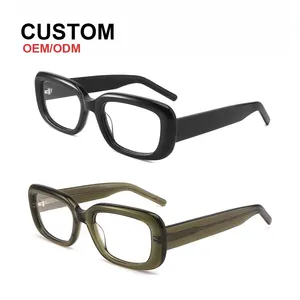 LMA kacamata bingkai persegi panjang asetat trendi kacamata bingkai persegi Logo persegi untuk pria dan wanita