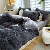 Housse de Couette de Luxe Moelleuse Ultra Douce en Velours à Poils Longs, Parure de Lit Polaire