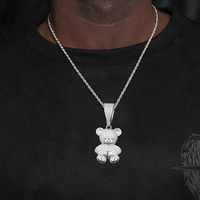 Günstigster Preis Besteht Diamantprüfer Moissanit Kleiner Bär Anhänger 925 Sterling Silber Iced Out Hip Hop Cartoon Anhänger