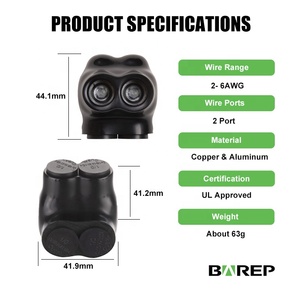 Connecteur de fil mécanique isolé Barep homologué UL 2-6 AWG -45 ℃   Épisseur résistant aux températures extrêmes pour le marché <span class=keywords><strong>nord</strong></span>-américain - Product Image 2