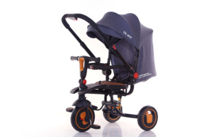 New Design 4-in-<strong>1</strong> Foldable <strong>3</strong>-Wheel Baby <strong>Stroller</strong> with Flash Light Music Stainless Steel Frame Suspension 5-point Safety Belt - Product Image 2
