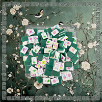 Tuiles de Mahjong Américain Viridian Racquet Sports avec Tapis de Mahjong Vert Foncé à Motifs Floraux et d'Oiseaux, Jeu de Soirée pour Femmes