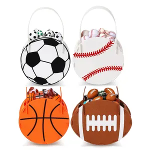 Upin DIY Trick or Treat Bag Decor felt Baseball Football Easter Baskets Eggs Hunt Bucket Candy Tote Bag