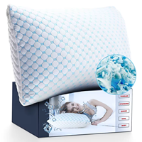Oreiller en mousse à mémoire de forme rafraîchissante à double face en bambou déchiqueté, avec gel rafraîchissant, favori des personnes ayant du mal de sommeil et souhaitant un soulagement de la pression
