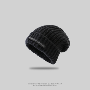 Mũ len mùa đông ấm áp, cỡ lớn, dành cho nữ và nam, có nhãn dệt tùy chỉnh, thêu logo, chất liệu dày dặn, kiểu dệt jacquard, mũ dệt kim ngoài trời - Product Image 6