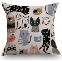 Housse de coussin décorative Kongyu Home Textiles, motif chat amusant, chaton de lait, dessin animé, animal, style bohème, pour la décoration intérieure des enfants