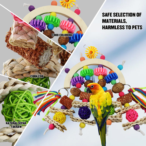Jouets à mâcher pour oiseaux en bois naturel, extra grands, multicolores, blocs en bois naturel pour perroquets, jouets à déchirer pour oiseaux - Product Image 3