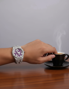 Montre-bracelet de luxe pour femme, sportive et élégante, boîtier en alliage, cadran en verre, minimaliste, violet - Product Image 6