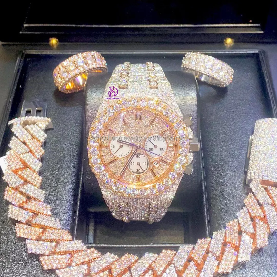 Men's Fashion Handmade Setting Customize Wrist Watch Vvs Moissanite Diamond Fine Jewelry quartz Iced Out Watch