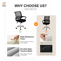 Chaise de bureau ergonomique élégante Haosi 2026 – Chaise pivotante simple de haute qualité avec dossier en tissu et dossier en maille pour invités et personnel