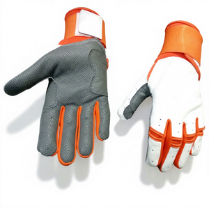 Guantes de Bateo de Béisbol y Sóftbol de Cuero Vacuno Antideslizantes, Transpirables, Duraderos, con Soporte para Muñeca, Cómodos, Blancos y Grises - Product Image 1