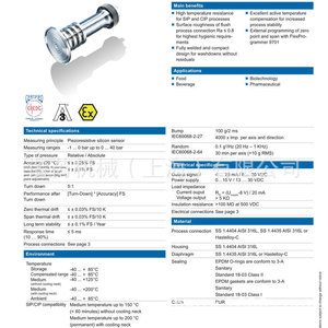 เครื่องส่งสัญญาณความดันอิเล็กทรอนิกส์ Pbmh 4-20mA 6600Bar IP65สุขอนามัยสำหรับใช้ในอุตสาหกรรม - Product Image 5
