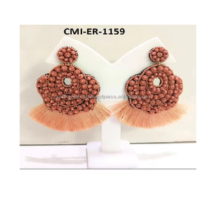 Handmade Bohemian Style Women's Stud <b>Earrings</b> Custom New Classic <b>Wing</b> Shape Design with Rice Bead Trendy Classic Stud Pattern - Product Image 1