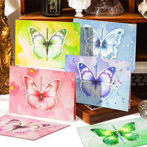 Carte de vœux pliable 3D colorée en forme de papillon, carte de remerciement, cadeaux OEM, carte en papier, carte de vœux - Product Image 2