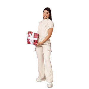 Conjunto <span class=keywords><strong>de</strong></span> Uniformes Médicos Cómodos con Cuello Alto, Cierre Frontal, Mangas con Puños y Aberturas Laterales para Médicos, Enfermeras y Asistentes Dentales - Product Image 4