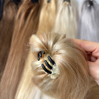 Queue de cheval en extensions de cheveux blond platine européens avec pince à griffes, vente en gros, qualité salon, 100% cheveux humains vierges