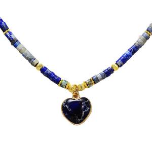 Colgante en forma de corazón de piedra Natural Simple de lujo de moda coreana japonesa americana Europea cuentas de regalo cortas de estilo francés - Product Image 1