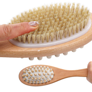 Wanmei Bath <b>Scrub</b> <b>Brush</b> <b>Long</b> <b>Handle</b> Oval Wood Massage <b>Brush</b> For Men And Adults Body Foot Care - Product Image 4